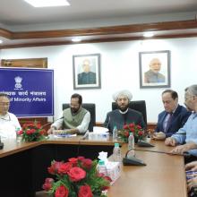 The Union Minister for Minority Affairs, Shri Mukhtar Abbas Naqvi in a meeting with the Grand Mufti of the Syrian Republic, Dr. Ahmad Badreddin Hassoun, in New Delhi on September 26, 2017.