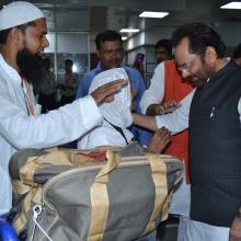 flagged off the first batch of Haj pilgrims from Haj Terminal at New Delhi Airport with prayers of country's safety and prosperity