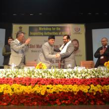 The Union Minister for Minority Affairs, Shri Mukhtar Abbas Naqvi at the inauguration of the Workshop for Inspecting Authorities of Maulana Azad Education Foundation, in New Delhi on January 13, 2018.