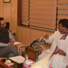 Telangana Agriculture Minister Shri Pocharam Srinivas Reddy today met me at Antyodaya Bhawan and discussed various development issues concerned to the state.