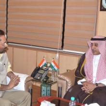 Dated 4 May 2018 met Saudi Arabia Ambassador H.E Dr Mohammad Al-Sati at Antyodaya Bhawan and discussed various issues of Haj 2018. I thanked Saudi Arabia Govt. for increasing Haj quota of India for consecutive second year.