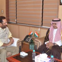 Dated 4 May 2018 met Saudi Arabia Ambassador H.E Dr Mohammad Al-Sati at Antyodaya Bhawan and discussed various issues of Haj 2018. I thanked Saudi Arabia Govt. for increasing Haj quota of India for consecutive second year.