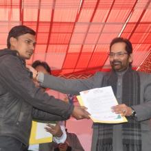 Distributed appointment letters to youths at job fair, today organised at Harthala, Moradabad by National Skill Development Corporation.