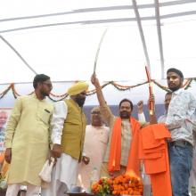 Laying the foundation stone of the first world-class educational institute established with the assistance of the Ministry of Minority Affairs, at Kohrapipli village in Kishangarh Bas of Alwar district, Rajasthan on October 01, 2018.