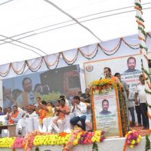 Laying the foundation stone of the first world-class educational institute established with the assistance of the Ministry of Minority Affairs, at Kohrapipli village in Kishangarh Bas of Alwar district, Rajasthan on October 01, 2018.