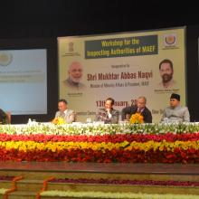 The Union Minister for Minority Affairs, Shri Mukhtar Abbas Naqvi at the inauguration of the Workshop for Inspecting Authorities of Maulana Azad Education Foundation, in New Delhi on January 13, 2018.